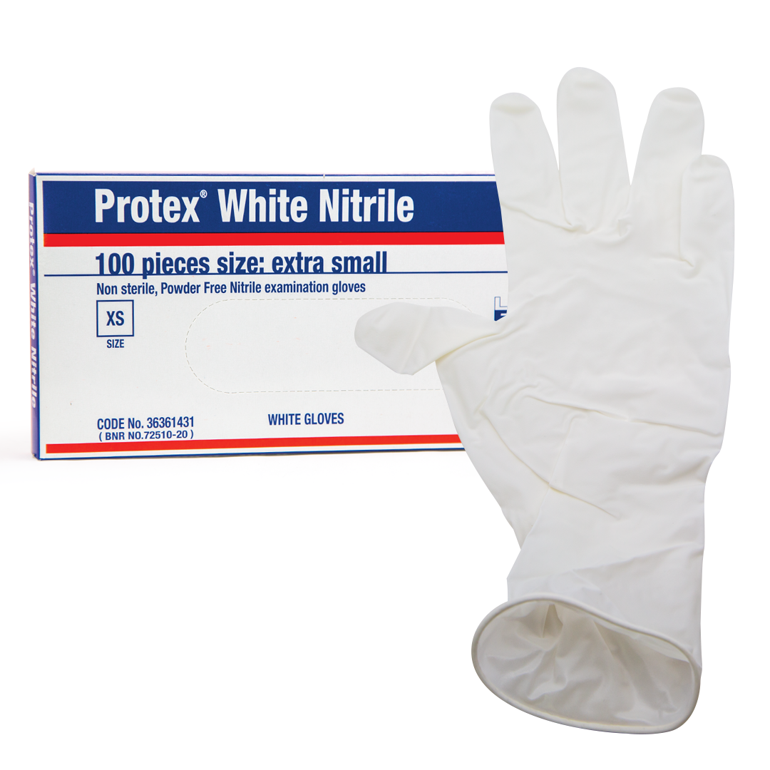 Protex Nitrile White Gloves P-F &amp; L-F